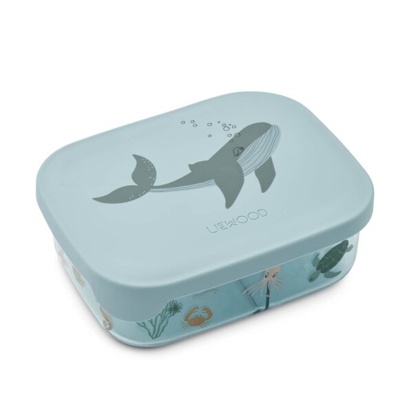 LIEWOOD Svačinový box Arthur Tritan Sea Creature Sandy 900 ml, modrá barva, plast