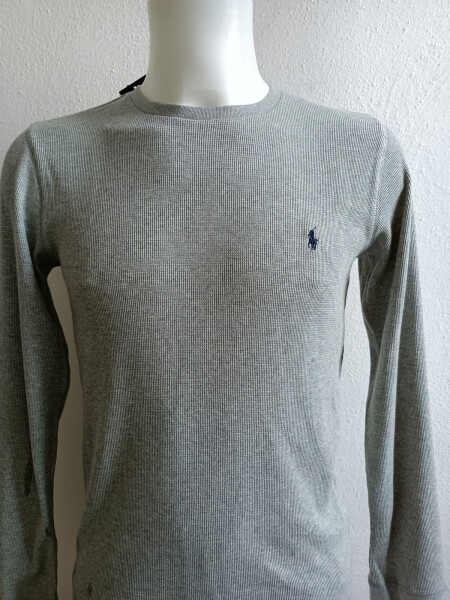 Pánské tričko dlouhým rukávem 714687799003 šedé - Ralph Lauren M