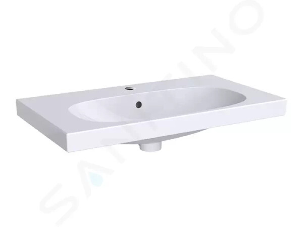 GEBERIT - Acanto Umyvadlo 750x422 mm, otvor pro baterii, s přepadem, s KeraTect, bílá 500.632.01.8