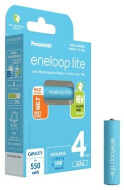 Panasonic Eneloop Lite Nabíjecí baterie AAA 550 mAh 4 ks / Ni-MH / blistr (BK-4LCCE/4BE)