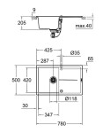 GROHE - Dřezy Kompozitní dřez K400 s automatickým odtokem, 78x50 cm, granitová černá 31639AP0