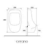 CERANO - Pisoár závěsný Vulcan - včetně tlačného ventilu - černá matná - 48x29 CER-680497