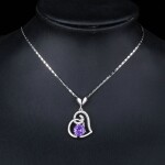 Náhrdelník Swarovski Elements Amorita Bianco - srdíčko, Fialová 39 cm + 3 cm (prodloužení)