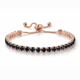 Náramek Swarovski Elements Cianoti Rose Black, Černá 14 cm + 9 cm (prodloužení)