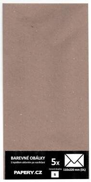 HYBLER S.R.O. barevná obálka 110x220 HNĚDÁ RECYKLOVANÁ, 5 kusů, 100 gm2, olizová