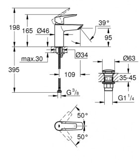 GROHE - QuickFix Start Umyvadlová baterie s výpustí Push-Open, matná černá 235502432