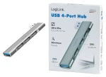 LogiLink kompaktní USB hub stříbrná / USB hub / 1x USB-A 3.0 / 3x USB-A 2.0 / 5 Gbit/s (UA0436)