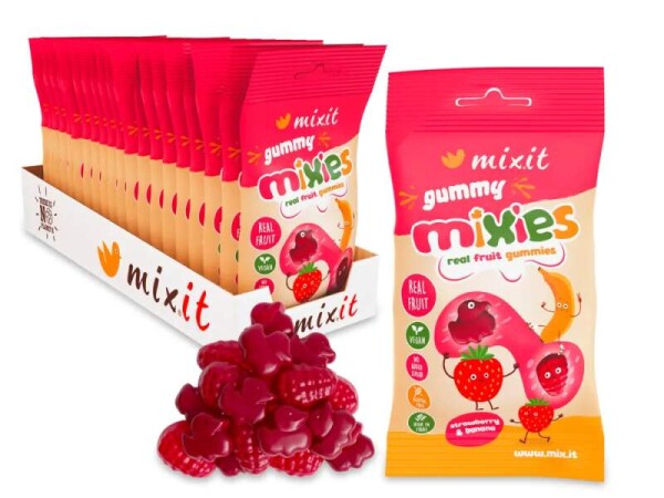 Mixit Gummy Mixies Jahoda & banán přírodní želé bonbóny 35g