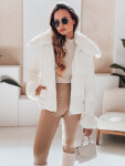 Dámská prošívaná krátká bunda s kožešinou bílá FashionStreet TY5070 XL