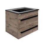 Koupelnová skříňka s černou úchytkou a umyvadlem SAT Cube Way 60x53x46 cm dub Wellington mat CUBE46C602DWMODC CUBE46C602DWMODC