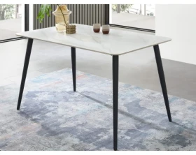 Jídelní stůl Cody 140x80 cm, imitace bílého mramoru