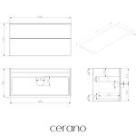 CERANO - Koupelnová skříňka Velora - černá matná, úchytka černá + deska z lit. mramoru Elanys - 12 mm - bílá matná - 100x54,2x46,5 CER-679431
