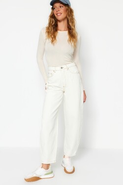 Trendyol bílé džíny vysokým pasem