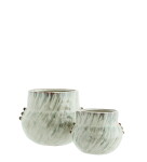 MADAM STOLTZ Keramický obal na květiny Off White 15 cm, krémová barva, keramika