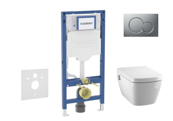 GEBERIT - Duofix Set předstěnové instalace, klozetu TECEone a sedátka softclose, tlačítko Sigma01, matný chrom SANI11CT2102