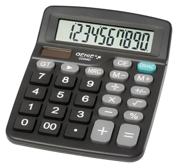 Genie Basic 220 MD černá / Stolní kalkulačka / 10místný displej / solární a bateriové napájení (12632)