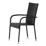 Židle zahradní, černý umělý ratan, kov, stohovatelná.