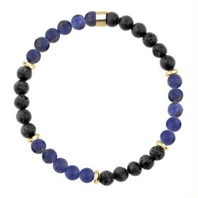 Pánský korálkový náramek Joel Gold - 6 mm lapis lazuli, lávový kámen, 23 cm Modrá