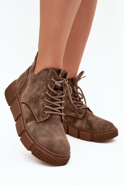 Semišové nízké dámské kotníky na platformě Big Star SS274594 béžové 36