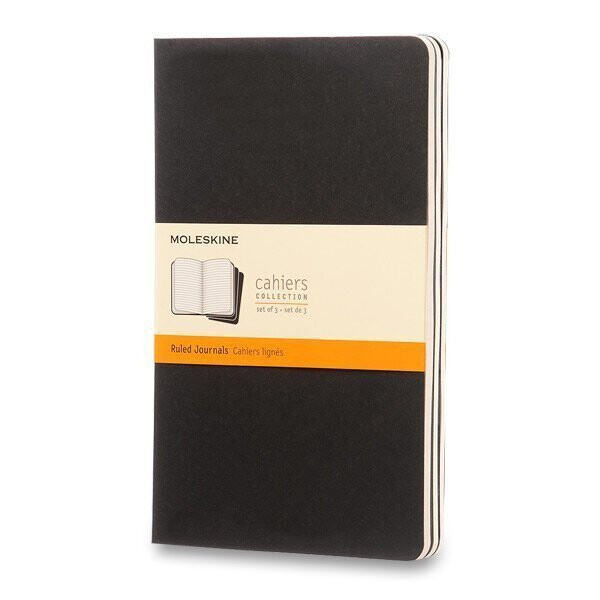 Sešity Moleskine Cahier, L, linkované, 3 ks - černý
