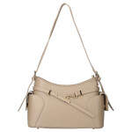 Extravagantní kožená kabelka na rameno Lina, tmavě béžová