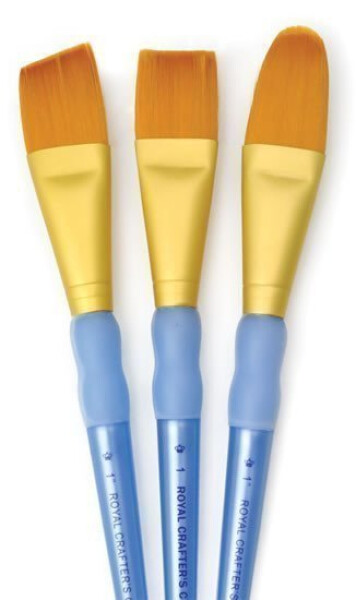 Royal Langnickel Sada štětců GOLD TAKLON, 3ks (plochý,ovál,seříznutý)