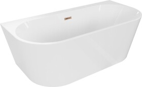 MEXEN/S - Oval+ volně stojící vana przyścienna 170 x 80, bílá, sifon a přepad růžové zlato 52681708000-60