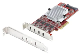 StarTech PCIe karta 4x USB-C 10Gbps červená / Řadič USB / PCIe / USB 3.2 Gen 2 / Low Profile (P10Q4C-USB-CARD-LP)