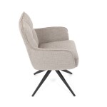 Židle jídelní, taštičkové pružiny v sedáku, 180° otočný mechanismus, lanýžová voděodolná látka, černý kov