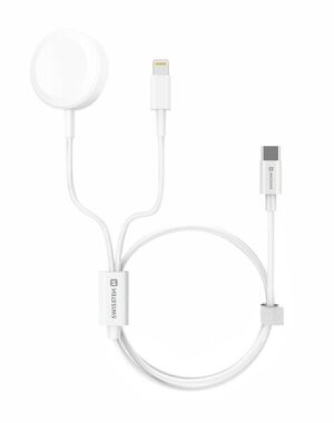 Swissten nabíjecí magnetický kabel 2 v 1 pro Apple Watch a Lightning 1,2 m bílý 22055510