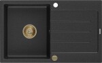 MEXEN/S - Bruno granitový dřez 1-miska s odkapávačem 795 x 495 mm, černá/stříbrná met 6513791010-73-G