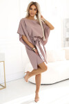 287-37 SOFIA Motýlí šaty se zavazováním v pase - MOCHA MOUSSE S/M