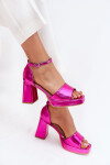 Lakovane Dámské Sandály Na Podpatku Fuchsie Marila 38