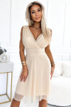 Elegantní tylové šaty 541-3 CELESTINA BEACH tělové - Numoco UNI