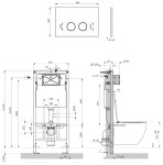OMNIRES - Set: STRONGFRAME podomítkový rám + STEEL-R45 splachovací tlačítko, antracit broušený STFWC1R45-RAT
