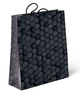 Dárková taška velká - Černé hexagony (26 × 12,7 × 32,4 cm) - Albi
