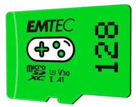 EMTEC MicroSD Gaming Card 128GB SDXC CL.10 / UHS1 U3 V30 A1 / čtení: 100MBs / zápis: 50MBs (ECMSDM128GXCU3G)