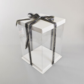 Cake star dortový box bílý hranatý 30x30x35cm - bez stuhy
