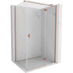 MEXEN/S - Mist H T sprchový kout dveře křídlové pravá 75 x 90, transparent, měď kartáčovaná 8A5T-075-090-65-00-P