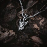 Pánský náhrdelník Ódinovo kopí - GUNGNIR - symbol VALKNUT, Stříbrná 60 cm