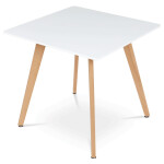 Jídelní stůl 80x80x75 cm, MDF, bílý matný lak, masiv buk