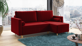 FRONTI Rohová rozkládací sedačka AIDEN červená - DREAM VELVET 202.10 9463