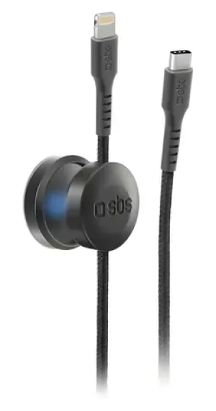 SBS černá / Kabel USB-C - Lightning / MFI / 18 W / 2 m / magnetický držák