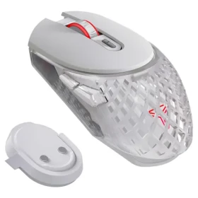YENKEE YMS 3002WE AURA WL bílá / bezdrátová herní optická myš / 15000 DPI / 6 tlačítek / 2.4 GHz / BT / USB-C (8590669344321)