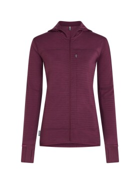 ICEBREAKER Wmns Merino 300 RealFleece Desc LS Zip Hood, Dark Berry (vzorek) velikost: S