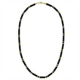 Luxusní pánský náhrdelník Antonio Gold - onyx, zlatý hematit, Černá 45 cm