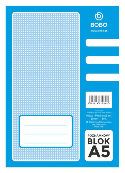 Poznámkový blok A5, čistý, 50 listů