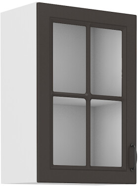 Horní prosklená skříňka Stilo 40 GS-72 1F Barva korpusu: Bílá, Barva dvířek: Grafit