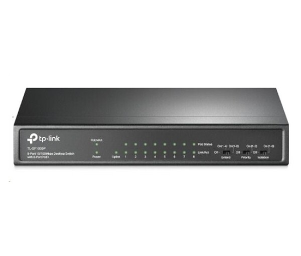 TP-Link CCTV switch TL-SF1009P (8x100Mb/s, 1x100Mb/s uplink, 8xPoE+, 65W, fanless) EDF_438494
