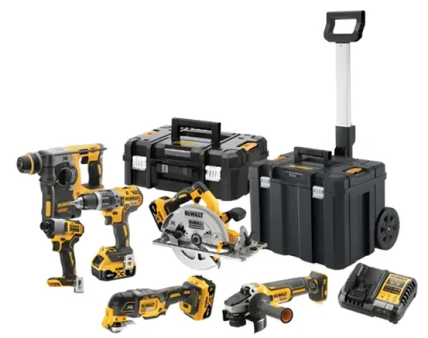 DeWalt Sada AKU nářadí 12 dílů / Sada aku nářadí / 18V / 6 nástrojů / 3x 5,0Ah / kufr TSTAK (DCK624P3T)